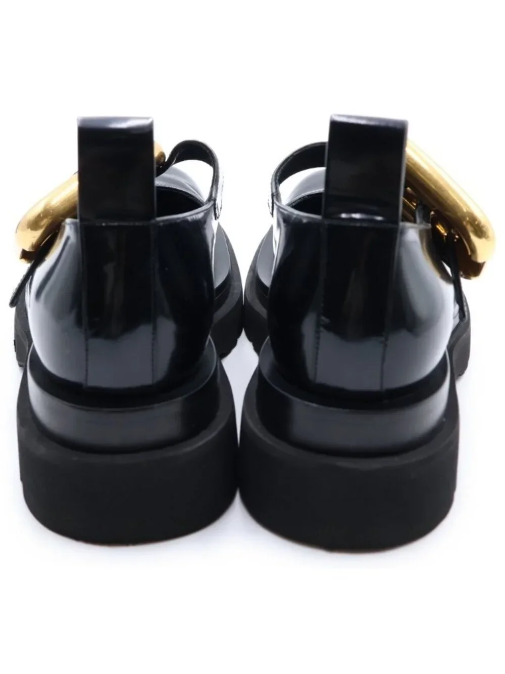 Bottega Veneta Rug Mary Jane Chunky Sole Leather Derby Shoes Gold Black